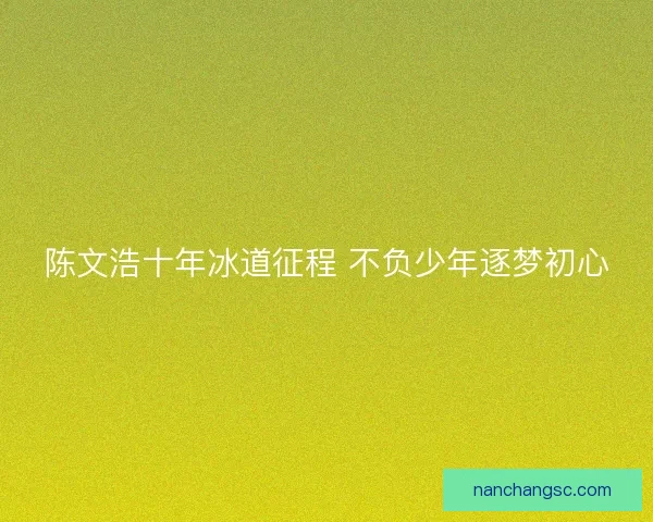 陈文浩十年冰道征程 不负少年逐梦初心