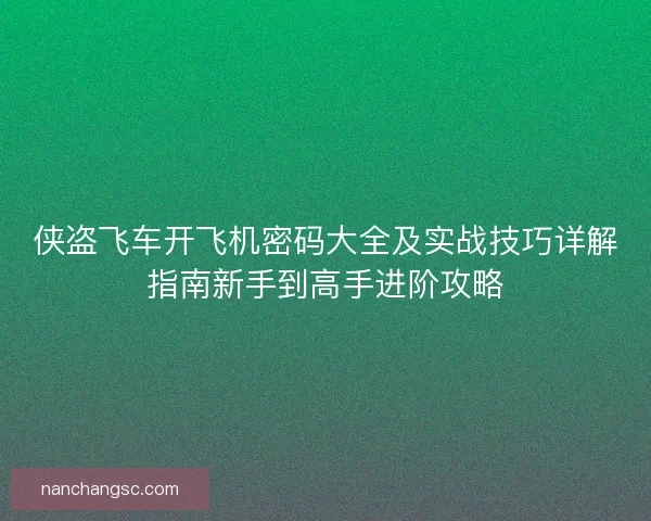 侠盗飞车开飞机密码大全及实战技巧详解指南新手到高手进阶攻略