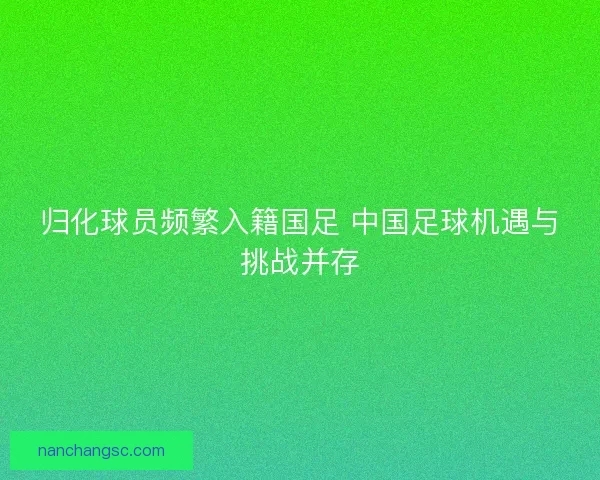 归化球员频繁入籍国足 中国足球机遇与挑战并存