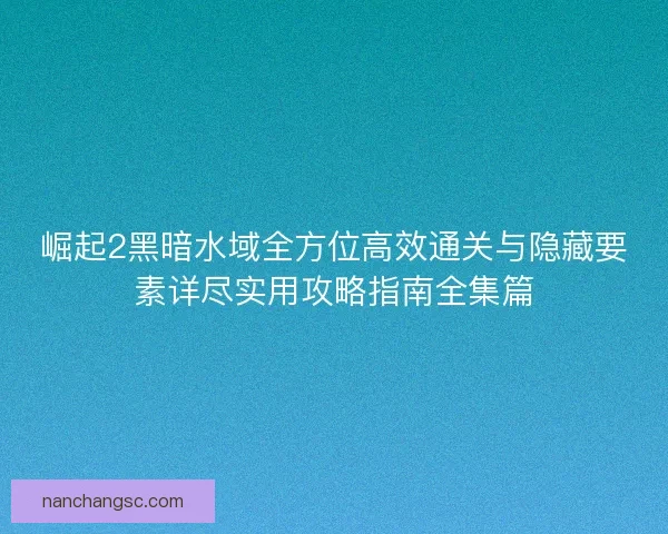 崛起2黑暗水域全方位高效通关与隐藏要素详尽实用攻略指南全集篇